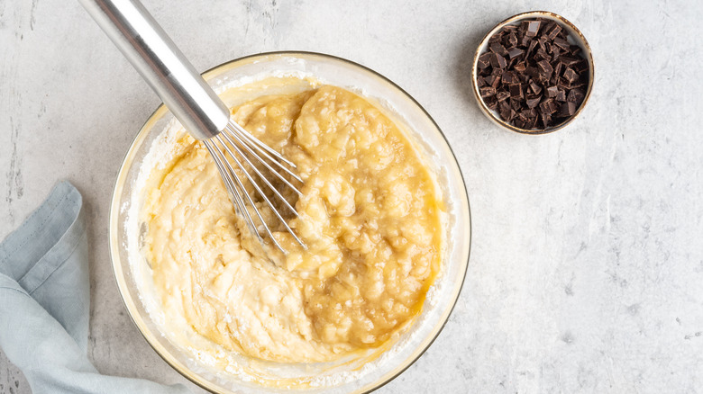 Mixing muffin batter