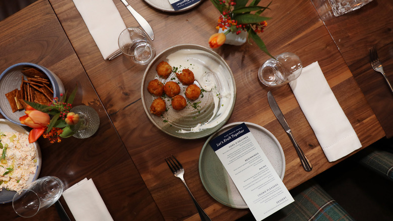 appetizers on table with menu