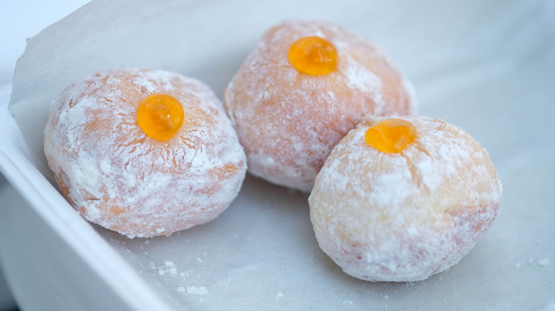 Donut holes with powdered sugar