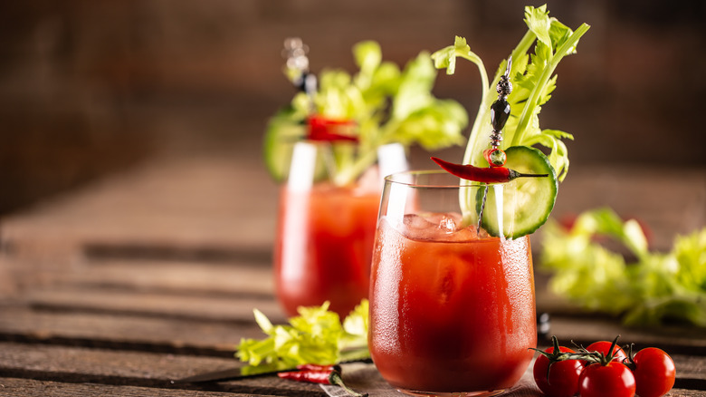 Bloody Mary drink in glass