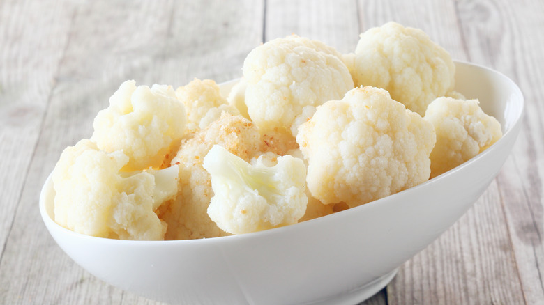 Bowl of microwaved cauliflower