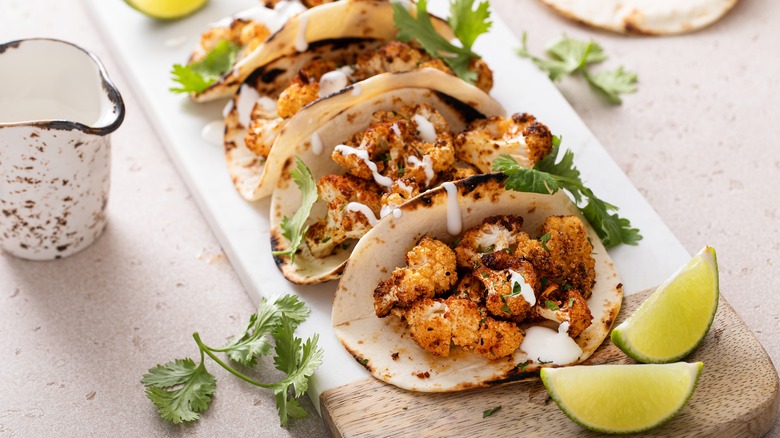 Cauliflower tacos with lime