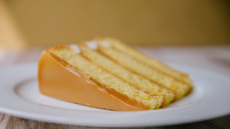 Slice of caramel cake