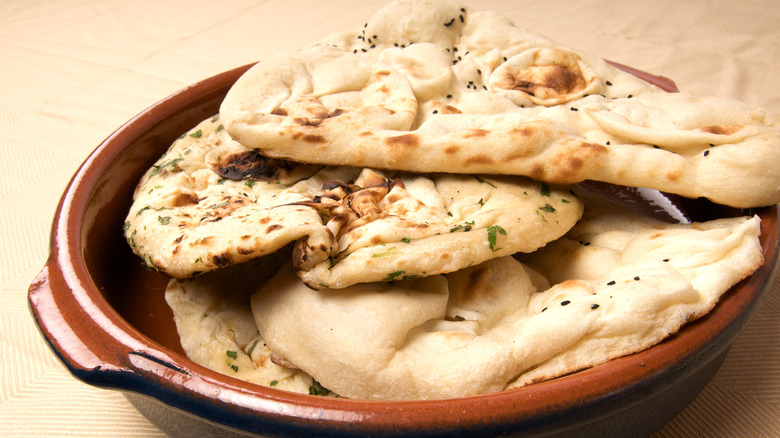 Naan bread on plate