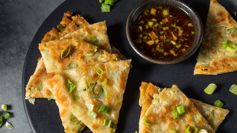 Scallion pancake pieces