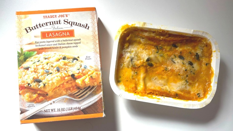 Portion of Trader Joe's butternut squash lasagna