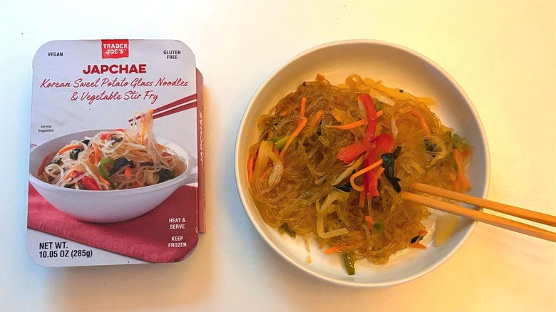 Portion of Trader Joe's japchae noodles