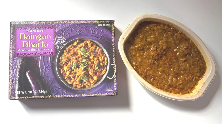 Portion of Trader Joe's baingan bharta eggplant curry