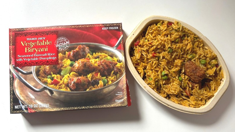 Portion of Trader Joe's vegetable biryani