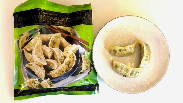 Portion of Trader Joe's Thai vegetable gyoza