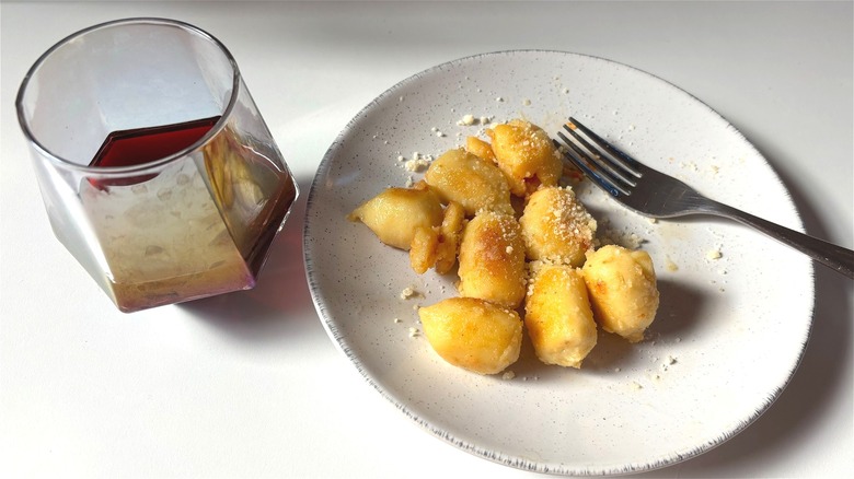 Trader Joe's gnocchi and red wine