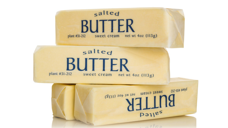 Stack of salted butter