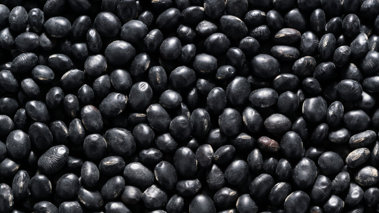 Close up of dried black beans