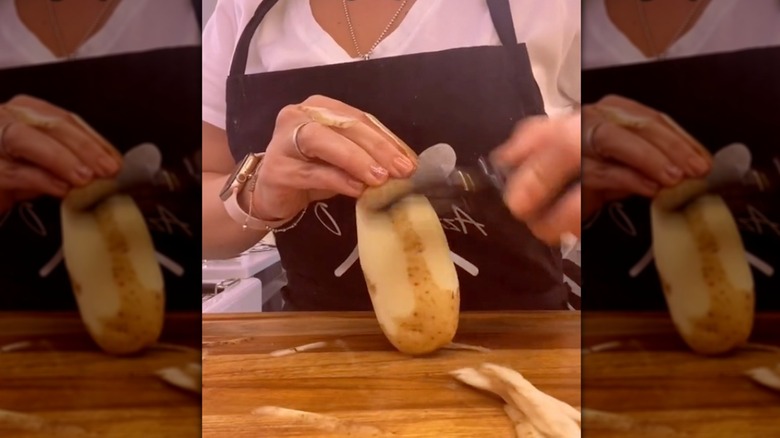 peeling a potato