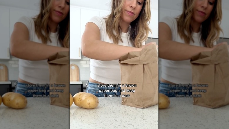 potatoes in brown paper bag