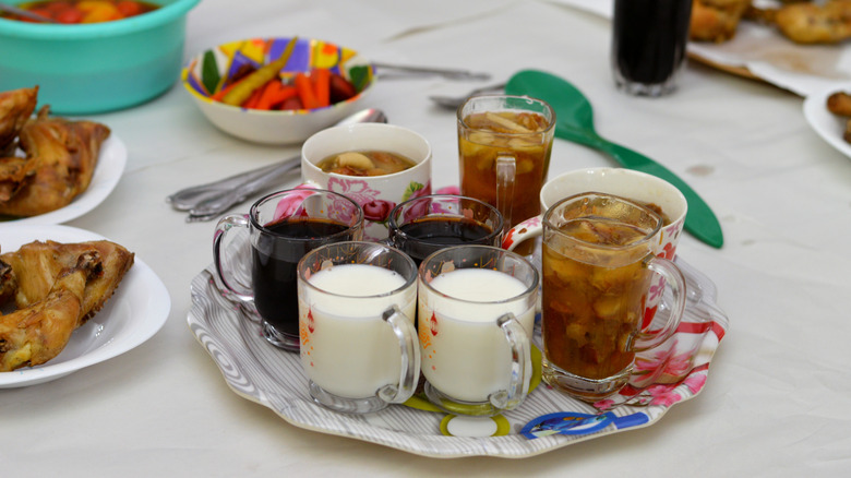Tray of Egyptian drinks in small cups