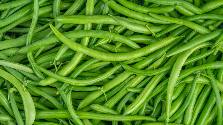 closeup of green bean pile