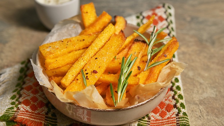 crispy polenta fries in bowl 