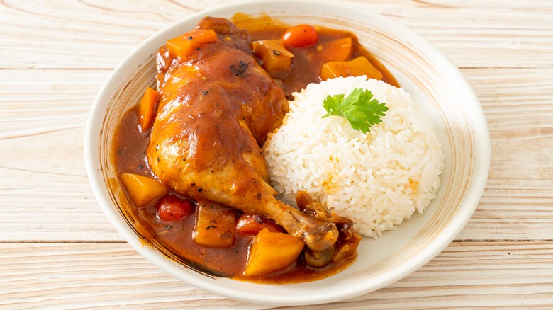 Plate of chicken with gravy