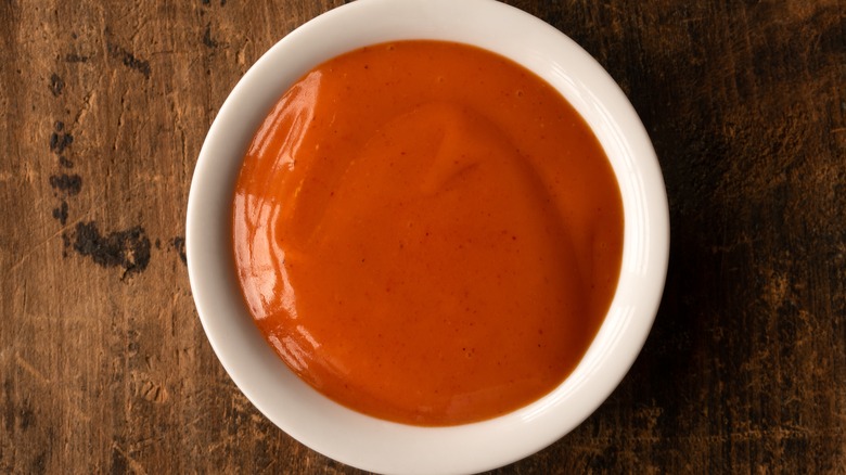 Buffalo sauce in a bowl