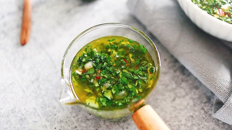 Parsley and herbs in olive oil