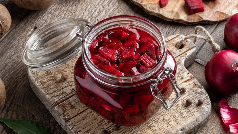 jar of fermented beets