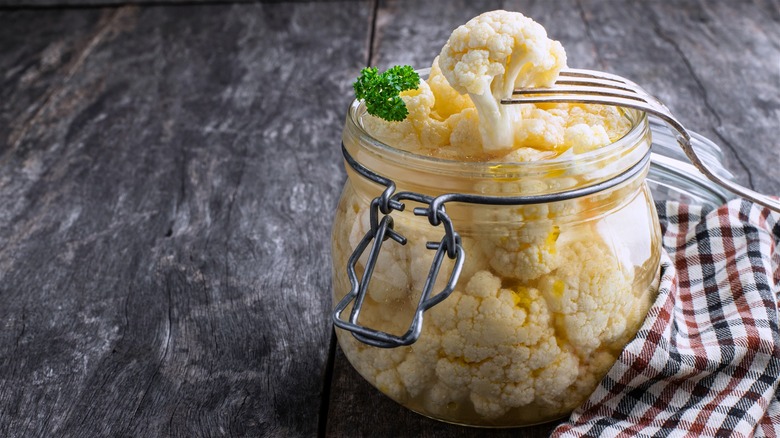 jar of fermented cauliflower