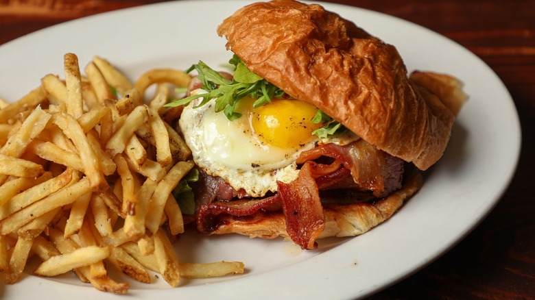 Fries and eggy breakfast sandwich