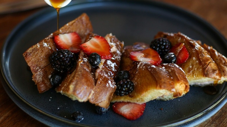 Stuffed French toast and berries