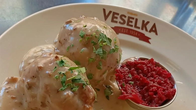 Ukrainian meatballs at Veselka