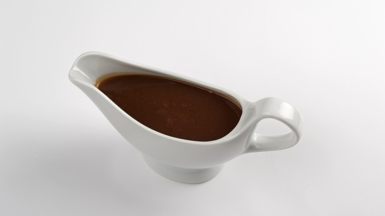 Gravy boat with sauce