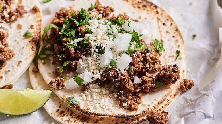 taco with cilantro and onion