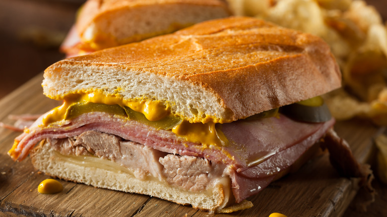 Cubano with mustard and meat