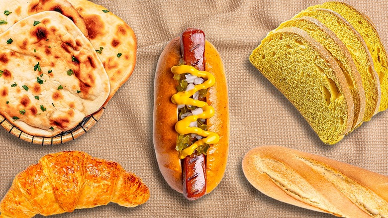 Hot dog with different breads