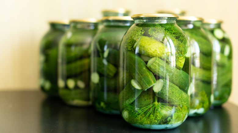 Large jars of pickles