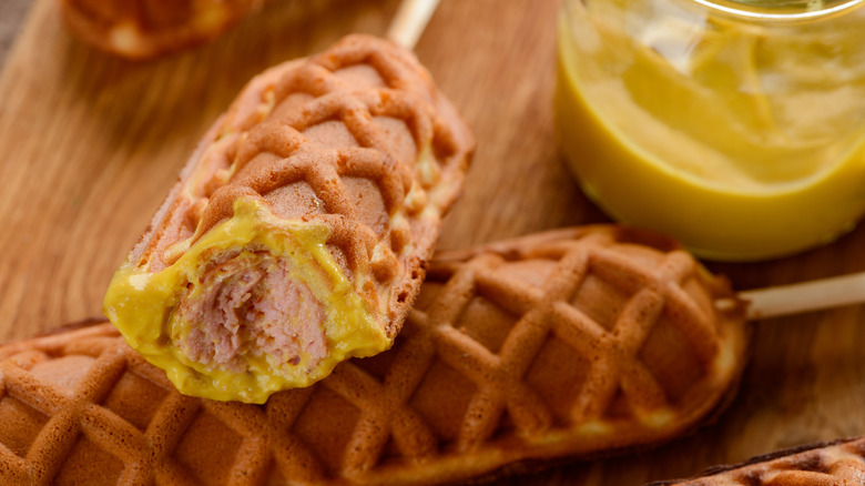 waffle batter around hot dog