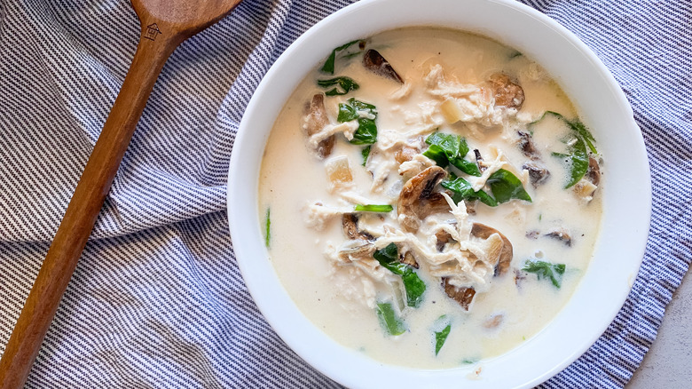 chicken soup in a bowl 