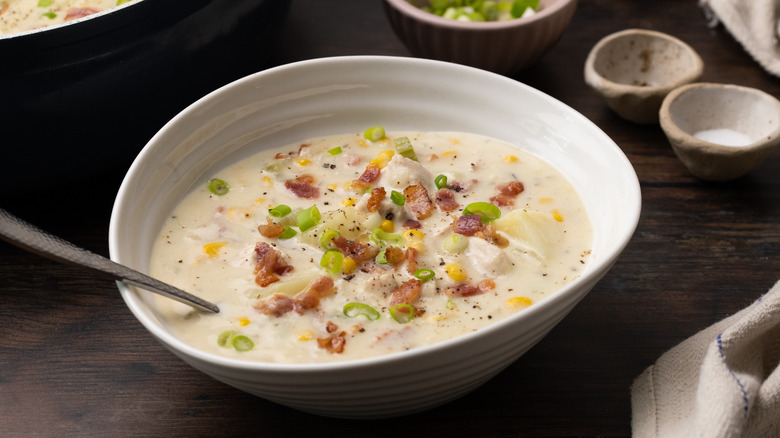 bowl of chicken corn chowder