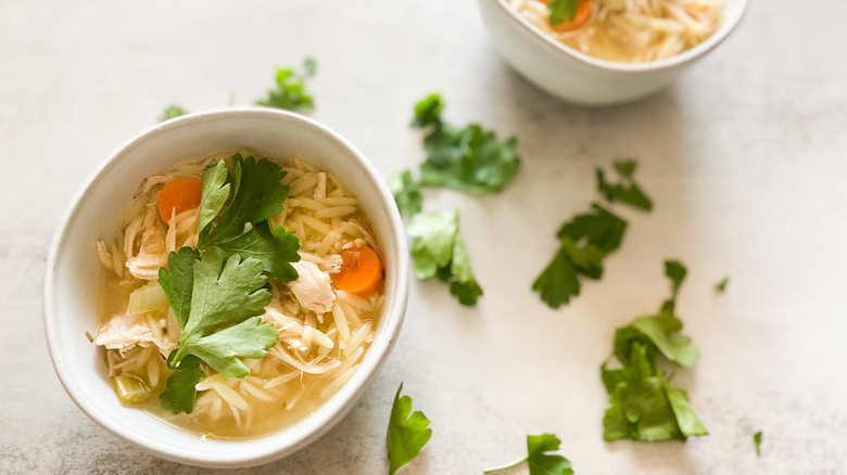 lemony chicken orzo soup portions