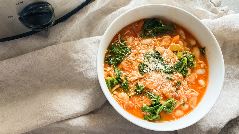 bowl of chicken ribollita soup