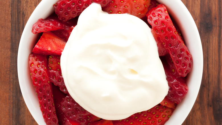 Strawberries with whipped topping