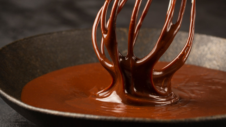 Chocolate ganache with whisk