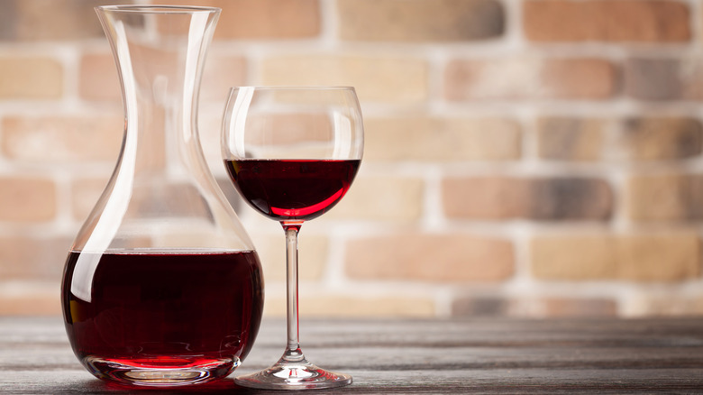 Red wine glass and decanter