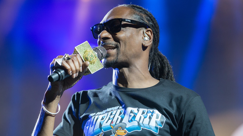 Snoop Dogg with gold microphone