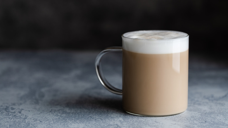 Chai latte topped with foam