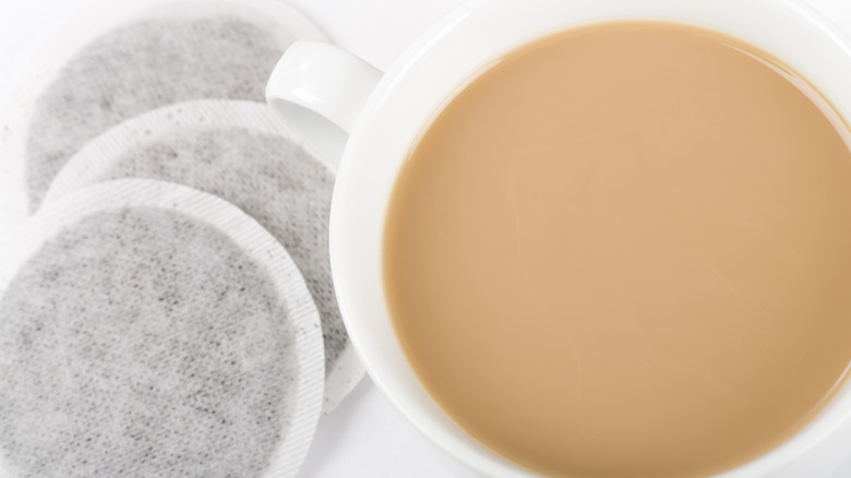 Closeup of chai with tea bags