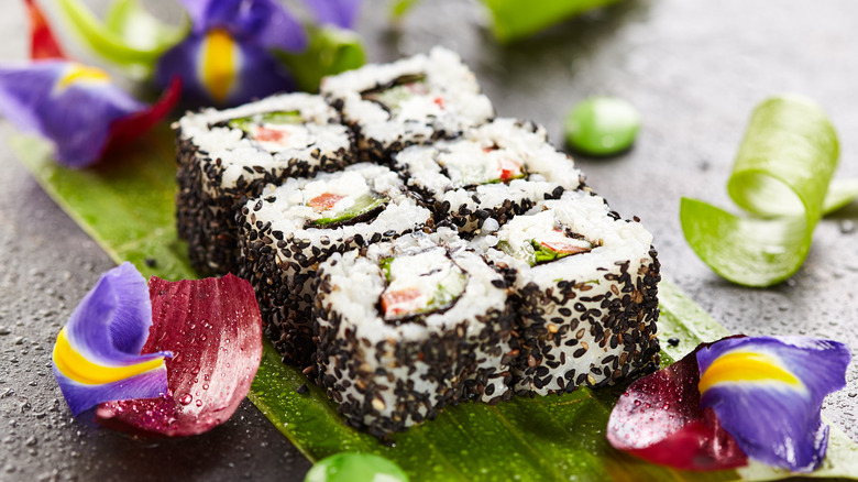 Vegan sushi with cream cheese