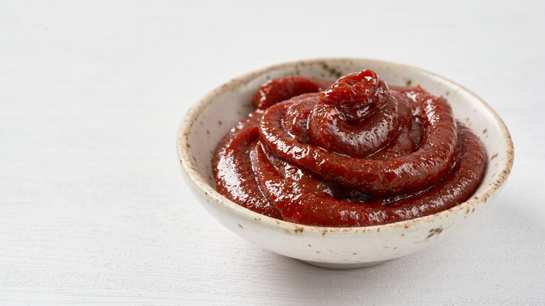 red gochujang sauce in bowl