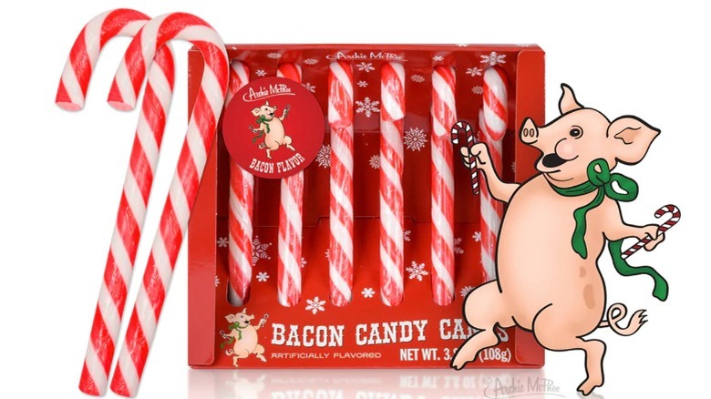 Bacon candy canes in package