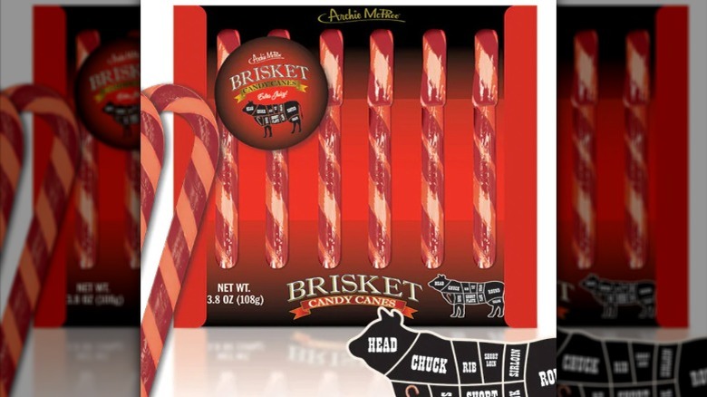 Brisket flavored candy canes in package